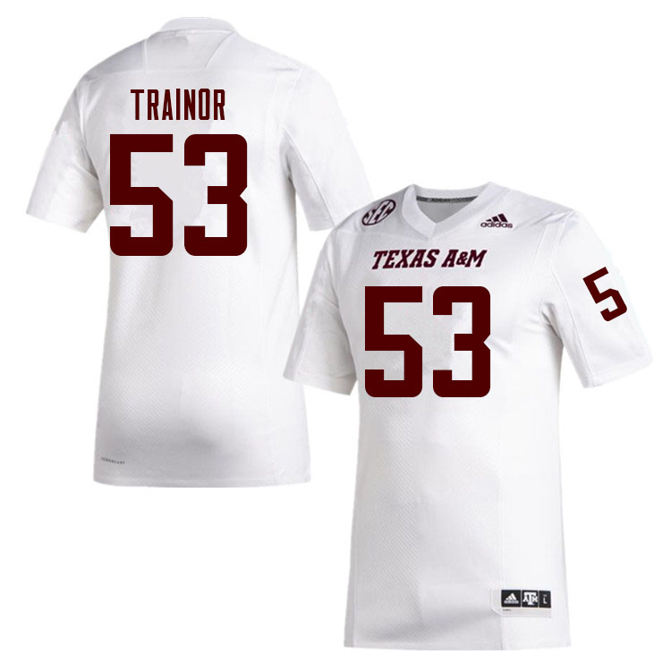 Men #53 Blake Trainor Texas A&M Aggies College Football Jerseys Sale-White - Click Image to Close
